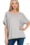 Zenana Full Size Soft Melange Hacci Short Sleeve Hi-low Tee Plus Size