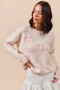 SO ME Embroidered Ribbon Round Neck Sweater