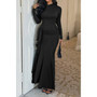 Curvy Slit Elegant Ruched Long Sleeve Dress