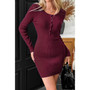 Knit Solid Bodycon Long Sleeve Textured Dress