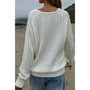 V Neck Solid Long Sleeves Cable Knit Sweater