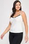 Plus Size Ribbed Knit Camisole With Lace Trim​