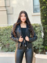 Woman Fashion Hooded Faux Leather Jacket