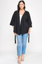 Plus Size Black Wrap Tie-Waist Jacket