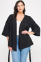 Plus Size Black Wrap Tie-Waist Jacket