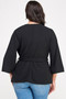 Plus Size Black Wrap Tie-Waist Jacket