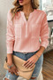 Pleated V Neck Pockets Button Drop Shoulder Blouse