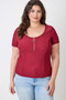 Plus Size Zip Front Fitted Stretch Top