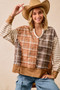 BiBi Plaid And Stripe Mix And Match Top With Open Seam