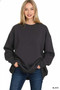 Zenana Oversized Round Neck Fleece Tunic Sweatshirt
