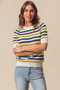 SO ME Mardi Gras Crew Neck Stripe Breathable Sweater