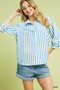 Umgee Striped Collared Neck Blouse