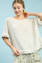 Umgee Linen Frayed Hem Scallop Edge Top