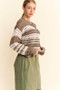 Davi & Dani Contrast Striped Crochet Drop Shoulder Knit Cover Up