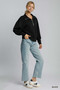 Umgee Half Zip Drop Shoulder Sweatshirt