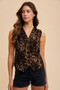 Annie Wear Stretch Leopard Denim Button Down Vest