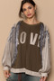 POL Balloon Sleeve French Terry Sweatshirt with Sequin Tassel