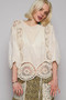 POL Round Neck Crochet Top with Floral Embroidery Detail