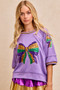 BiBi Mardi Gras Theme Ribbon Sequin Patched Top