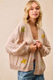 BiBi Two Tone Knit Cardigan with Leaf Patches