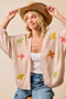 BiBi Two Tone Knit Cardigan with Leaf Patches