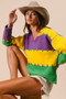 BiBi Stitch Detail Mardi Gras Stripes Sweater
