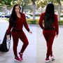 Women'S Zip Hooded Long Sleeve Tracksuit Two-Piece Trousers Set