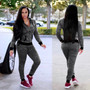 Women'S Zip Hooded Long Sleeve Tracksuit Two-Piece Trousers Set