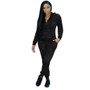 Women'S Zip Hooded Long Sleeve Tracksuit Two-Piece Trousers Set