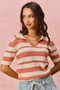 SO ME Stripe Short Sleeve Cropped Sweater