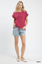 Umgee Linen Scalloped Round Neck Top