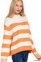 Zenana Ribbed Striped Mock Neck Sweater