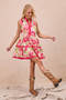 BiBi Floral Woven Contrast Edge Tiered Ruffle Mini Dress
