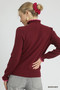 Umgee Ribbed Round Neck Sweater with Ruffle Contrast Trim