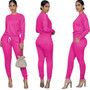 Women's solid color two pieces trousers set