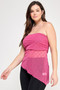 Plus Size Strapless Tube Assym Hem Top
