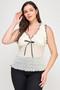 Plus Size Sleeveless Ruffle Lace Bow Tie Front Top