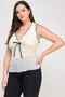 Plus Size Sleeveless Ruffle Lace Bow Tie Front Top