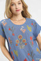 Umgee Embroidered Scallop Sleeve Top with Drawstring Hem