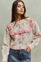 SO ME Flower With Ruffle Detailing Sweater Cardigan