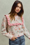 SO ME Flower With Ruffle Detailing Sweater Cardigan
