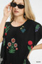 Umgee Linen Blend Embroidered Frayed Hem Top