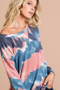 BiBi Tie Dye French Terry Pull Over with Front Stitching Detail