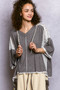 POL Short Sleeve Hoodie Top with Lace Detail