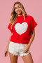 BiBi Rib Banded Heart Pattern Valentines Sweater