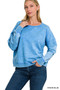 Zenana French Terry Acid Wash Boat Neck Sweatshirt