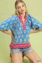 Umgee Boho Border Print Peasant Top
