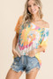 BiBi Tie Dye Print Short Sleeve T-Shirt with Raglan Sleeves