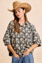 BiBi Floral Jacquard Short Dolman Sleeves Shirt