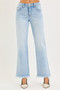 RISEN Tummy Control Mid Rise Ankle Straight Fray Hem Jeans